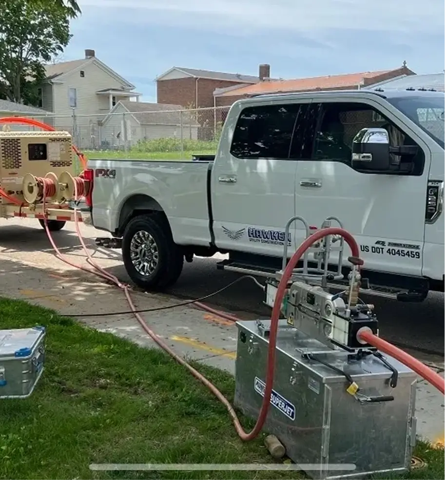 Construction truck and machinery setup