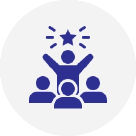 Group celebrating success with a star