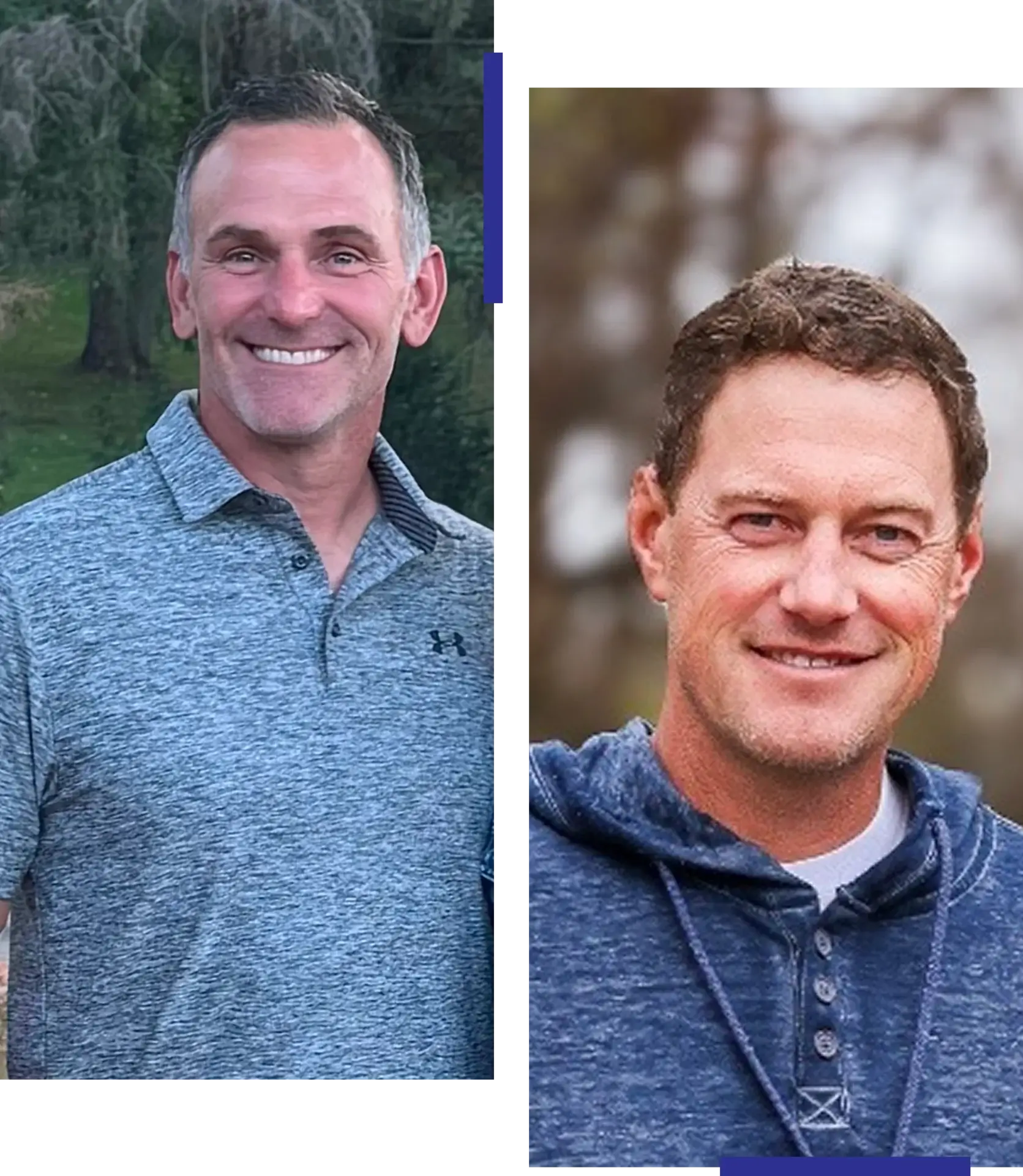 Two smiling men in casual shirts