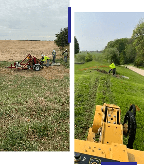 Tractor working on a field during harvest season.